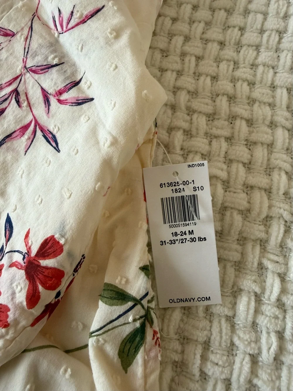 Old Navy Cream Floral Long-Sleeve Baby Romper